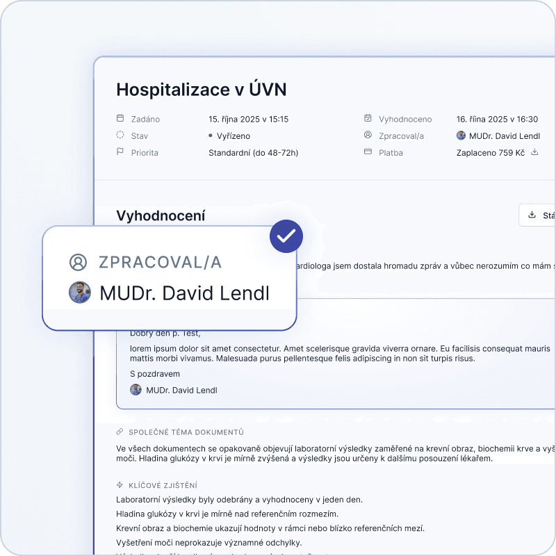Doktor připraví vyhodnocení