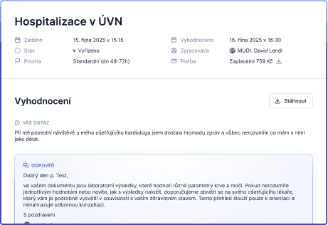 Ukázka vyhodnocení